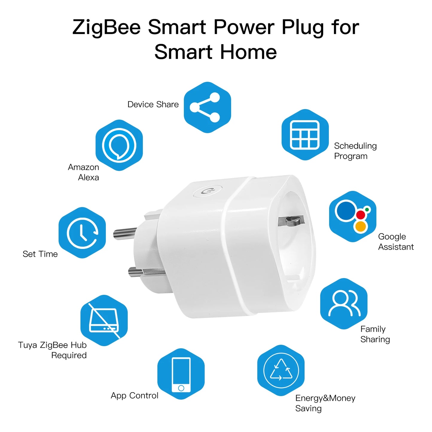 Moes ZigBee Tuya Socket Power Plug 16A Smart APP Wireless Socket Outlet Functional Energy Monitor Timer Alexa Google EU
