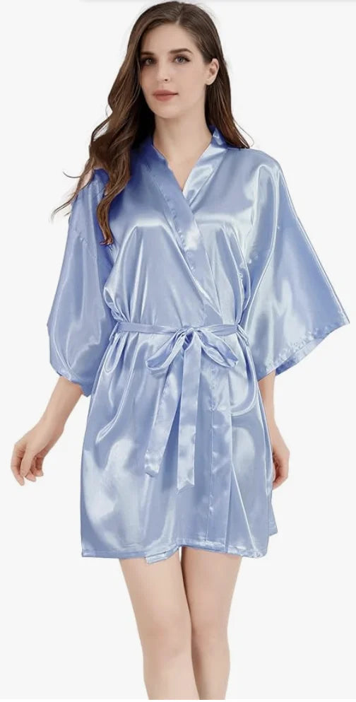 New Women's Sleeping Robe Home Clothes Sleeping Bridal Morning Robe Ding Simulated Silk Elastic Sleeping Robe Silk Short Dress