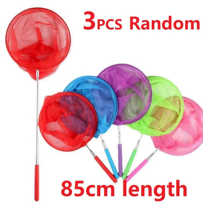 Children's Outdoor Entertainment Toy 3Pcs Multi Stainless Steel Telescopic Fishing Net Insect Net Fishing Pocket Beach Fun Toy ﻿