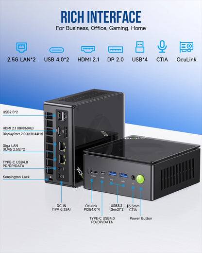GMKtec K8 Plus Mini PC AMD R7-8845HS NUCBOX Window 11 Pro AMD Radeon™ 780M Oculink*1（PCIE GEN4*4)） DDR5 5600MHz