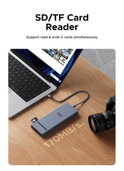 UGREEN 12-in-1 USB HUB Type-C to 2HDMI 4K120Hz DP USB3.2 10Gbps SD/TF RJ45 PD100W for MacBook Dell HP Laptop Accessories Docking
