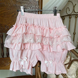 Lace-Trim Cotton Bloomer Shorts
