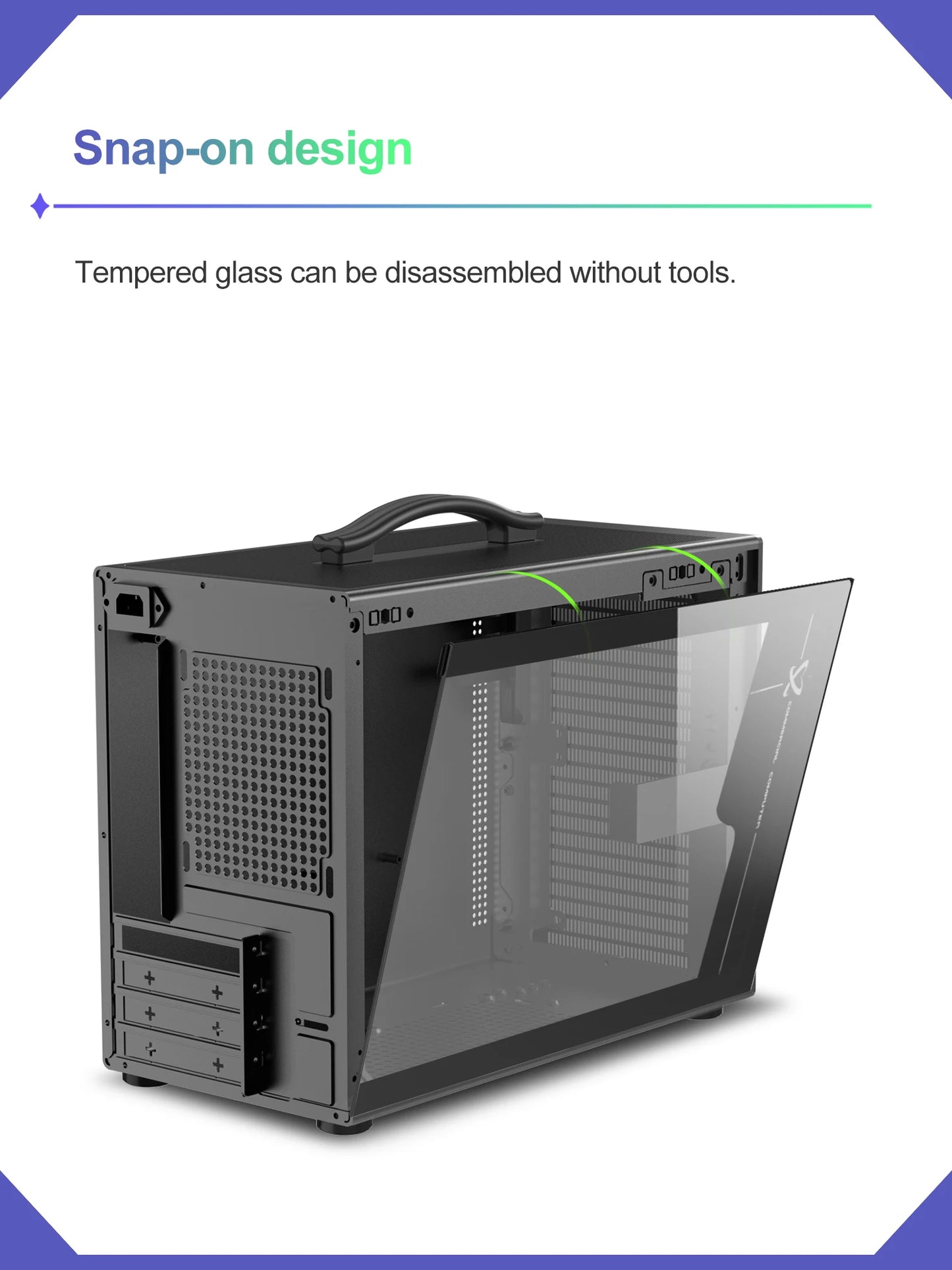 Power Train X-GAMERX M1 Handheld Portable Computer Case Side Transparent MINI Game MATX Desktop Chassis