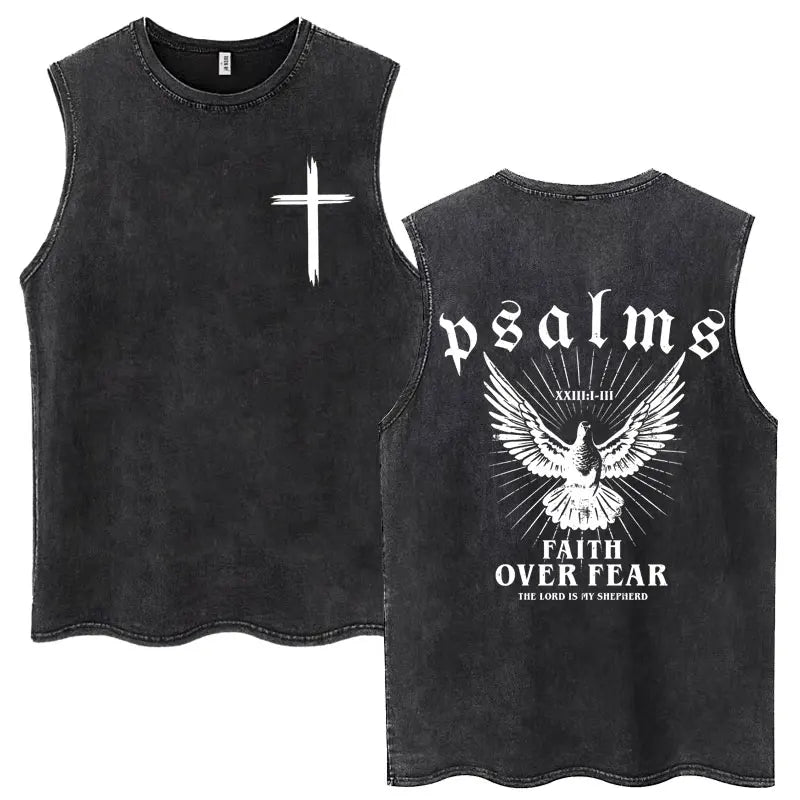 Washed Jesus Is King Christian Harajuku Vintage Tank Tops Men Women Gothic Sleeveless T-shirt Loose Summer Cotton Casual T Shirt