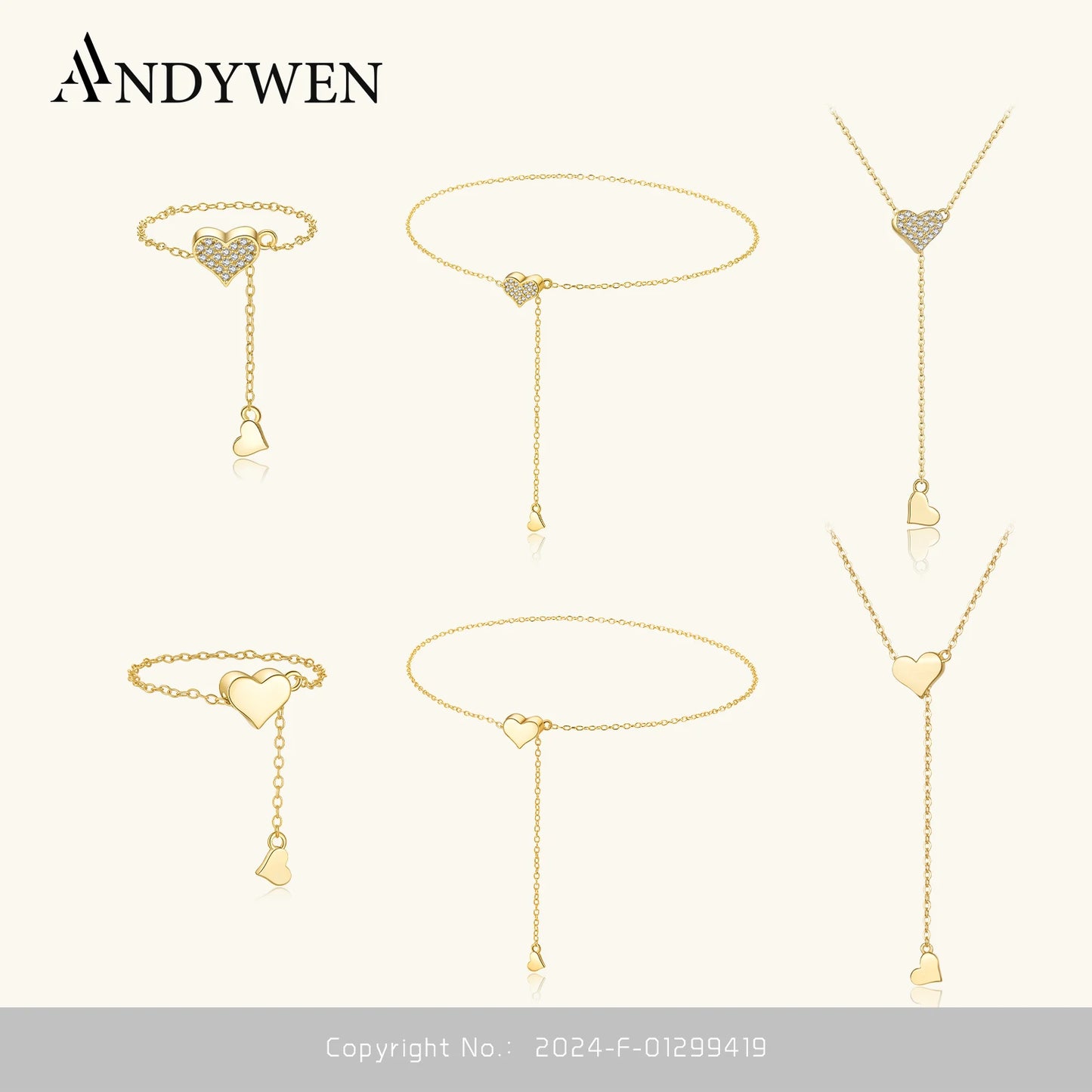 ANDYWEN 925 Sterling Silver Transformer Adjustable Chain Heart Pendant Charm Necklace Drop Choker Resizable Women Luxury Jewekry