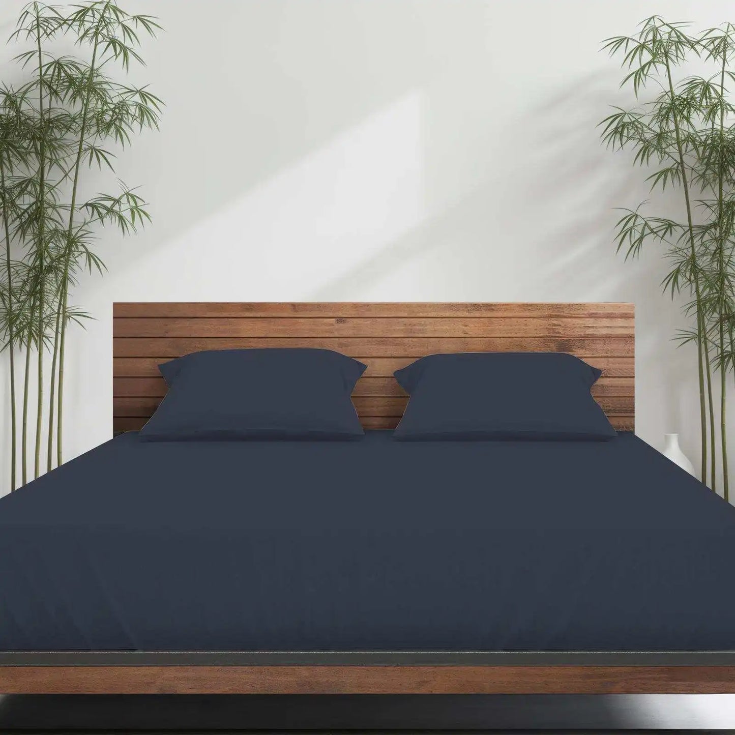 Emircey 3Pcs Bamboo Fitted Sheet Set Cooling Breathable Bedding Silky Soft Mattress Cover with 2 Pillowcases Deep Pocket Bottom Sheet for Home Bedroom Dorm Spring Summer Sleep Gift