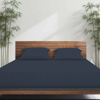 Emircey 3Pcs Bamboo Fitted Sheet Set Cooling Breathable Bedding Silky Soft Mattress Cover with 2 Pillowcases Deep Pocket Bottom Sheet for Home Bedroom Dorm Spring Summer Sleep Gift