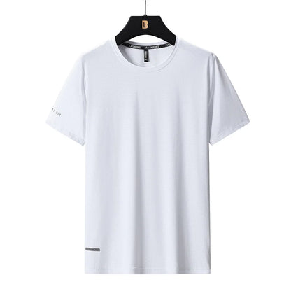 High-Quality Ice Silk T-Shirts Men Plus Size 8XL Male Tshirt Fat Man Tee Shirt Breathable Wearing Tee Tops Running Fast Shipping