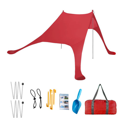 Family Beach Canopy ,Large Beach Sunshade Tent with Stability Poles,UPF50+Outdoor Shade for Beach,Camping,Party or Picnics
