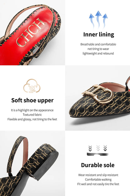 Exquisite Workmanship New Women's Low-heeled Single Shoes Fashion Simple Letters Print Versatile Women's Sandals