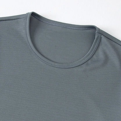 2/4/6Piece Four Seasons Men's Solid Color Round Neck Short Sleeve Top With Printed Cuffs Youth Sports And Leisure T-shirt trendy