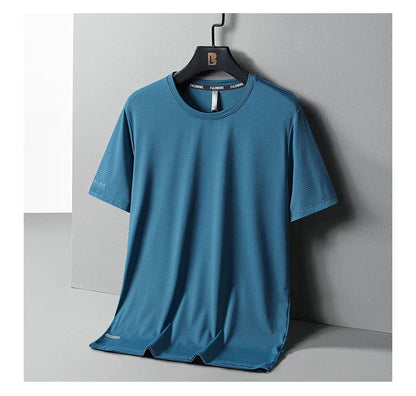 High-Quality Ice Silk T-Shirts Men Plus Size 8XL Male Tshirt Fat Man Tee Shirt Breathable Wearing Tee Tops Running Fast Shipping