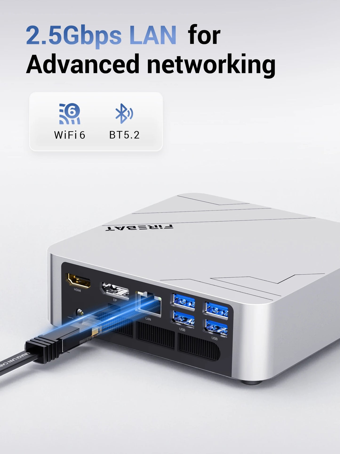 FIREBAT F1 MINI PC AMD Ryzen 7 H255 LPDDR5 16GB RAM 512GB SSD WIFI6 BT5.2 Portable Desktop MINI-PC Windows 11 Desktop Computer
