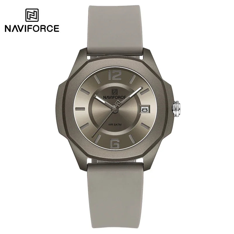 NAVIFORCE NF7107 Watch for Women Silicone Strap Classic Fashion 5ATM Waterproof Ladies Elegant Watch