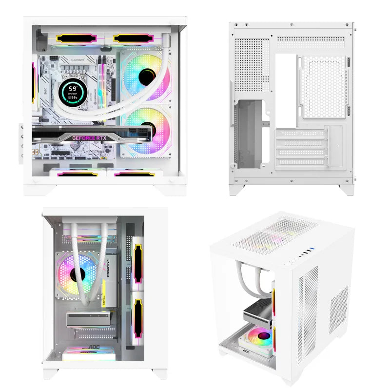 AOC CG391 PC Case MATX Gaming Desktop Case Supports 240 Water Cooling With 3 Pcs ARGB Fans Computer Case Sea View Room 컴퓨터 섀시