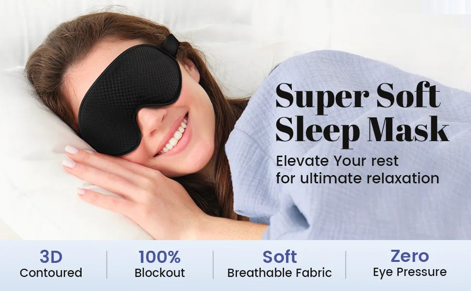 Sleep Mask ,Blackout Eye Masks for Sleep - 3D Breathable Soft Comfortable Eye Mask for Sleeping- Adjustable  Night Masks