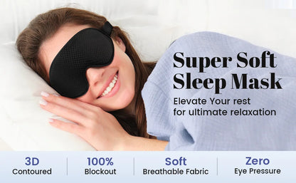 Sleep Mask ,Blackout Eye Masks for Sleep - 3D Breathable Soft Comfortable Eye Mask for Sleeping- Adjustable  Night Masks