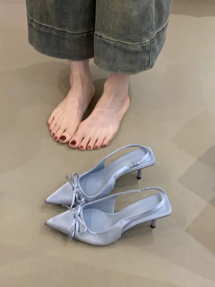 Designer Luxury Summer High Heel Women Sandals Fashion Butterfly-knot Singbacks Pumps Elegant Stripper Party Female Sandalias