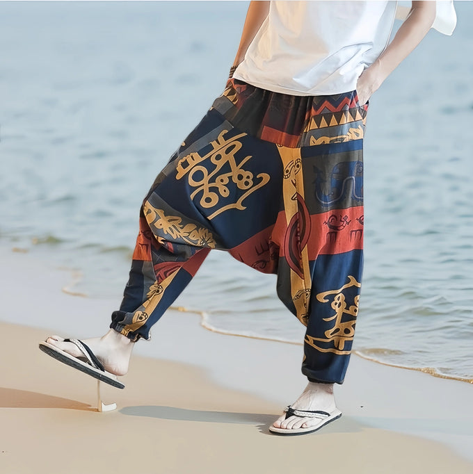 Men's Paisley Drop-Crotch Cotton-Blend Pants — product image