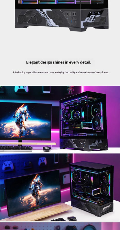 WJCOOLMAN Millennium ATX PC case secondary screen/digital display supports 360 water-cooled sea view room desktop computer case