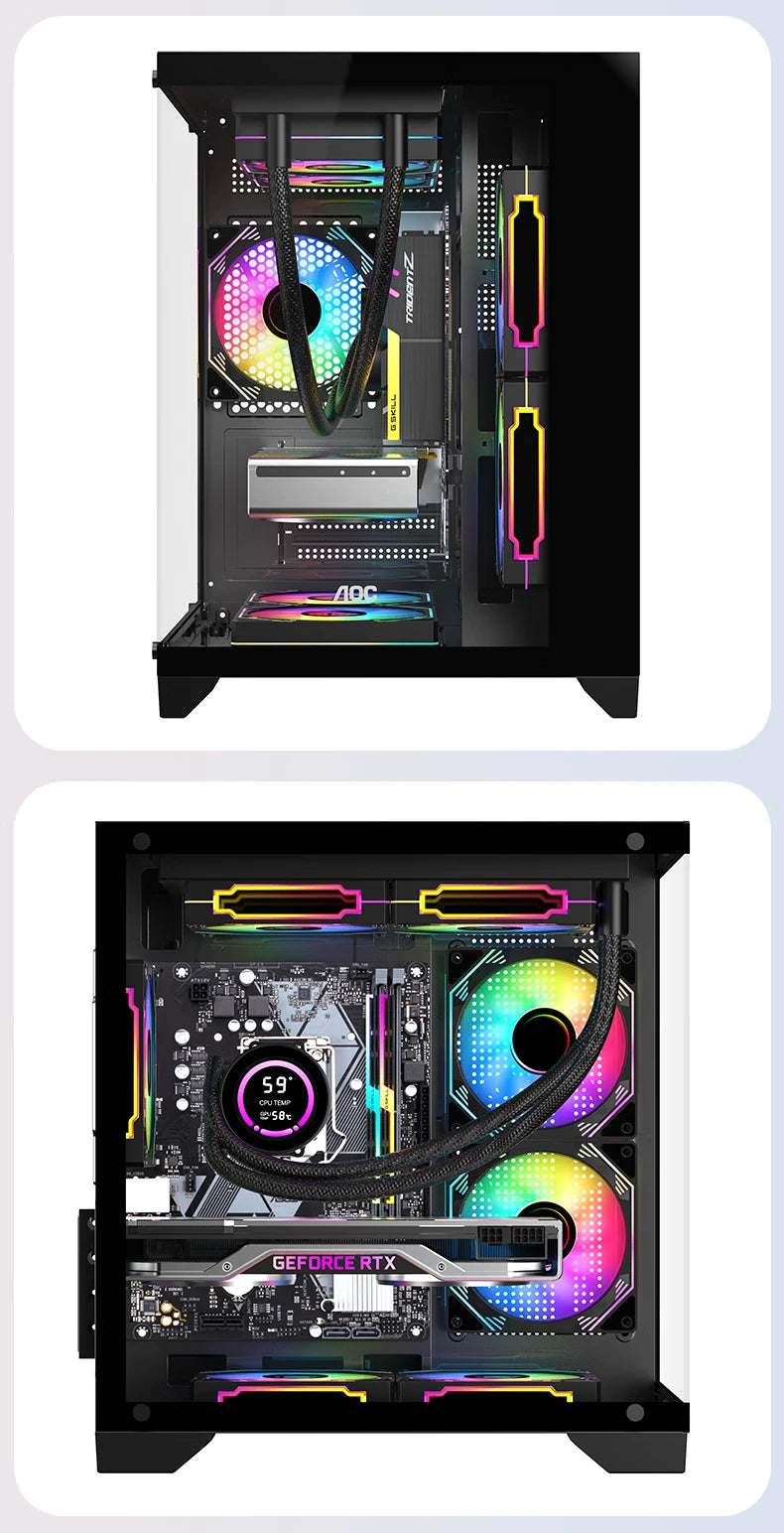 AOC CG391 PC Case MATX Gaming Desktop Case Supports 240 Water Cooling With 3 Pcs ARGB Fans Computer Case Sea View Room 컴퓨터 섀시