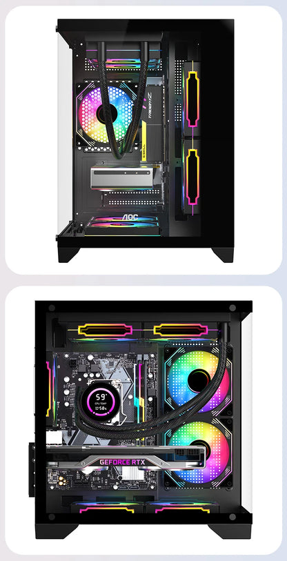 AOC CG391 PC Case MATX Gaming Desktop Case Supports 240 Water Cooling With 3 Pcs ARGB Fans Computer Case Sea View Room 컴퓨터 섀시
