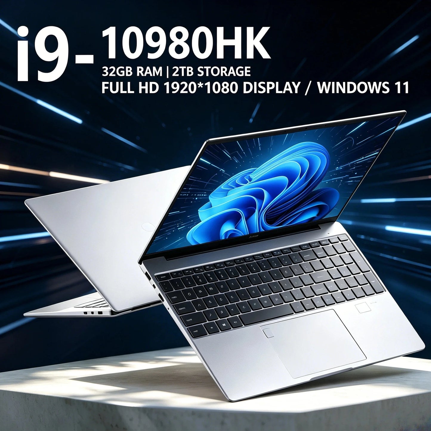15.6 Inch Laptop Intel Core i9 10980HK Windows 11 Pro 32GB DDR4 M.2 2TB SSD Ultrabook Computer Fingerprint Unlock WIFI Fast