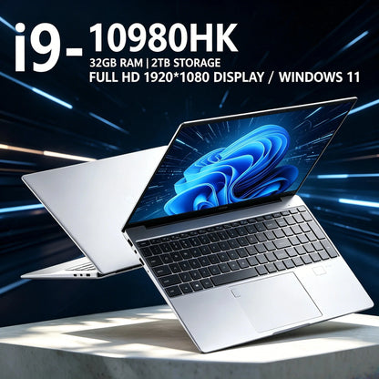 15.6 Inch Laptop Intel Core i9 10980HK Windows 11 Pro 32GB DDR4 M.2 2TB SSD Ultrabook Computer Fingerprint Unlock WIFI Fast