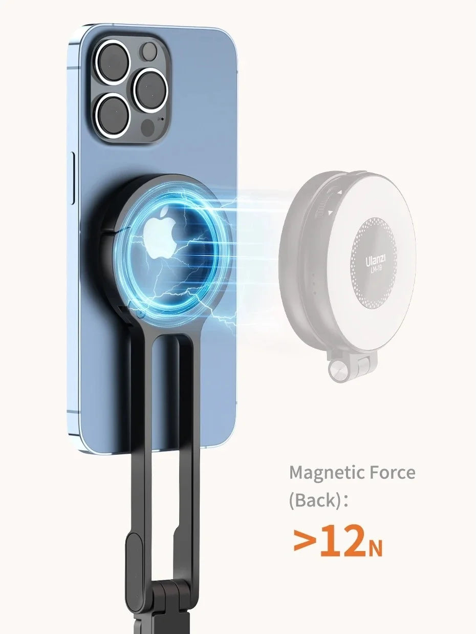 Portable Foldable Phone Tripod Carabiner-Mounted for Magsafe Phone Dual-sided Magnetic Phone Bracket for Live Streaming Selfie