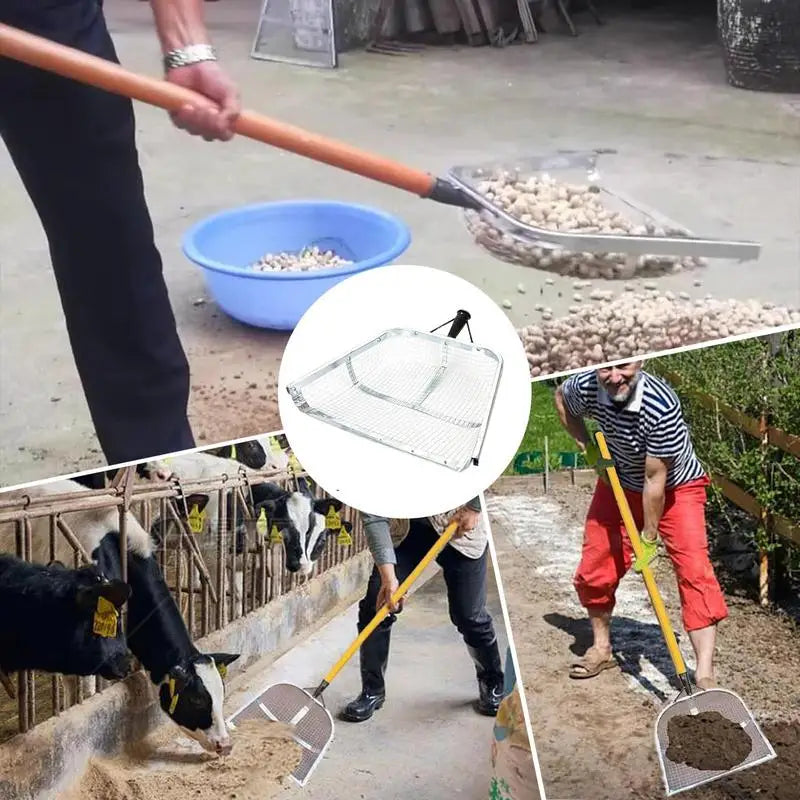 Garden Sifter for Soil Sturdy Stainless Steel Soil Sieve with Easy Grip Handle Ergonomic Portable Farm Shovel Multifunctional
