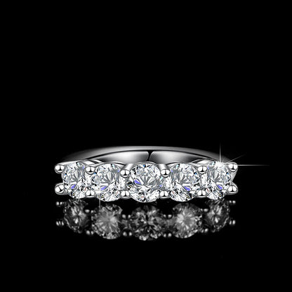 1.0mm-3.5mm Round Brilliant Cut Moissanite Wedding Rings Half Eternity Band 925 Silver Lab Diamond Wedding Ring With Certificate
