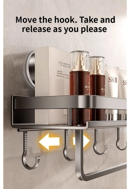 No Drill Suction Cup Adhesive Bathroom Rack Bathroom Shelf Toilet Aluminum Hanging Rack Bathroom Organizer Hang On The Wall