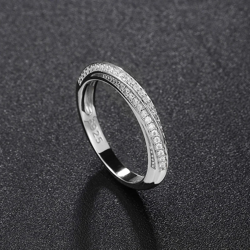 1.0mm-3.5mm Round Brilliant Cut Moissanite Wedding Rings Half Eternity Band 925 Silver Lab Diamond Wedding Ring With Certificate
