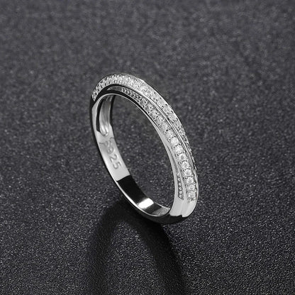 1.0mm-3.5mm Round Brilliant Cut Moissanite Wedding Rings Half Eternity Band 925 Silver Lab Diamond Wedding Ring With Certificate