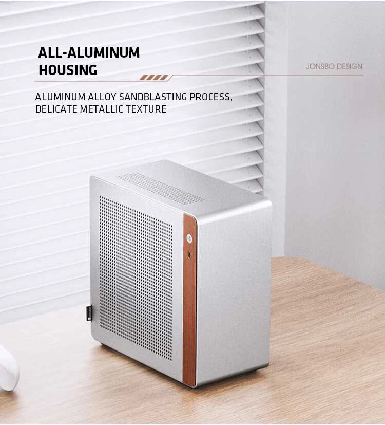 JONSBO NV10 Chassis ITX MINI Full Aluminum Mesh Breathable Support 1U FLEX Power Supply Standing or Lying Desktop Computer Case