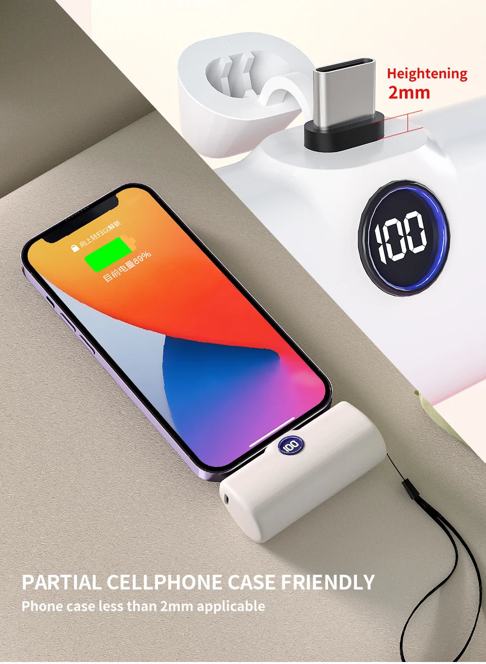 Fast Charge Portable Charger for iPhone Samsung Xiaomi Compact External Spare Battery Built-in Plug PD Fast Charging Power Bank