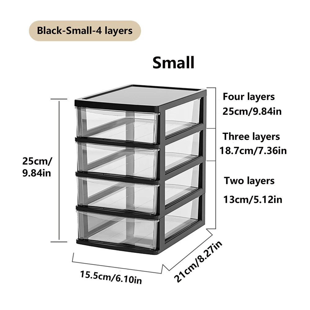 Clear Desktop Storage Box with Drawer Heightened Table Organizer Plastic Office storage cabinet  for Stationery cosmetics