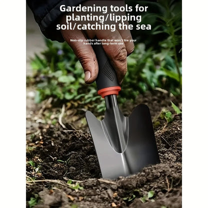 Durable Metal Gardening Shovel with Ergonomic Black Handle & Orange Accents - Perfect for Planting Flowers, Vegetables