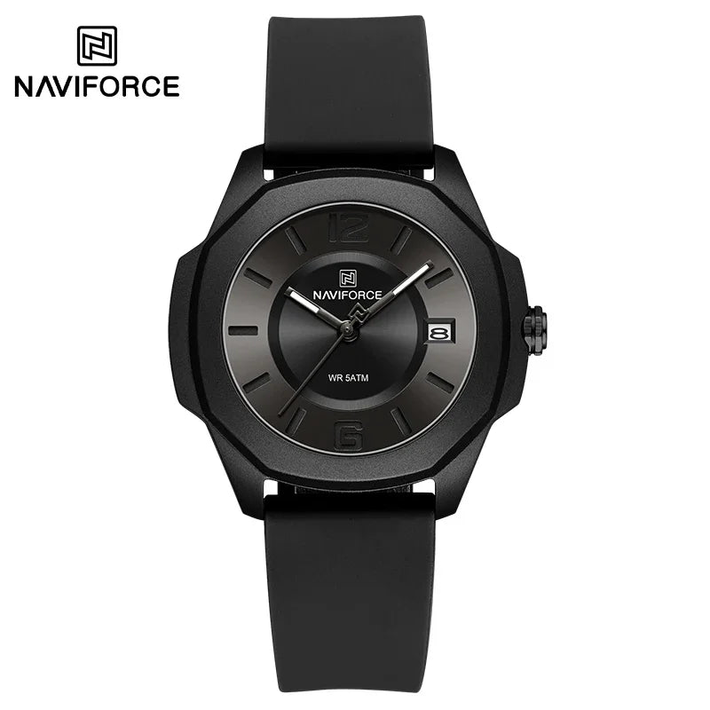 NAVIFORCE NF7107 Watch for Women Silicone Strap Classic Fashion 5ATM Waterproof Ladies Elegant Watch