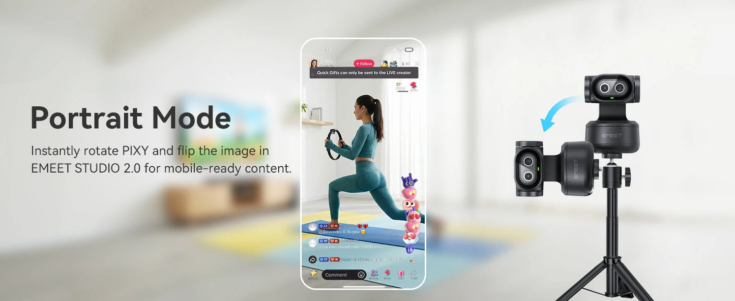 EMEET PIXY 2K Webcam,Gesture Control AI Tracking PTZ Camera With Sony Sensor,1080P 60fps Autofocus Webcam for Streaming OBS