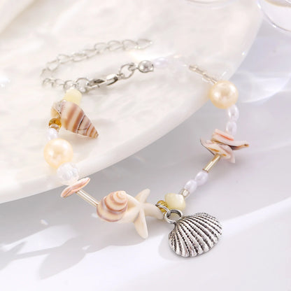 Bohemia Fashion Colorful Natural Stone Shells Starfish Conch Splicing Beaded Bracelet for Women Summer Beach Ocean Jewelry Gifts
