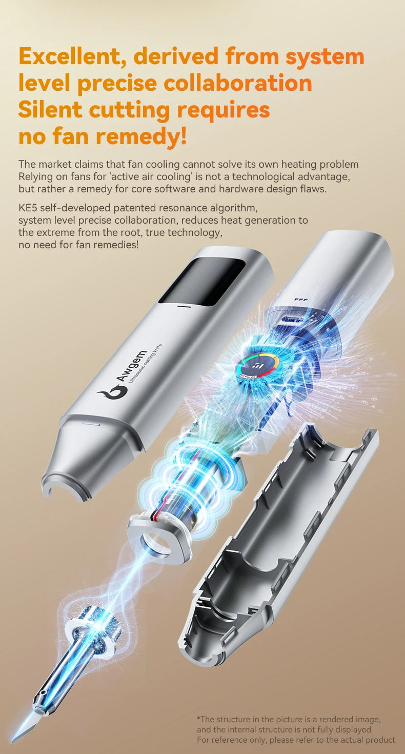 Awgem KE5 Handheld Ultrasonic Cutter Ultrasonic cutting knife DIY Electric Carving Tool for Plastic/Resin/3D Printing/Textile