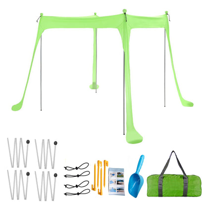 Family Beach Canopy ,Large Beach Sunshade Tent with Stability Poles,UPF50+Outdoor Shade for Beach,Camping,Party or Picnics