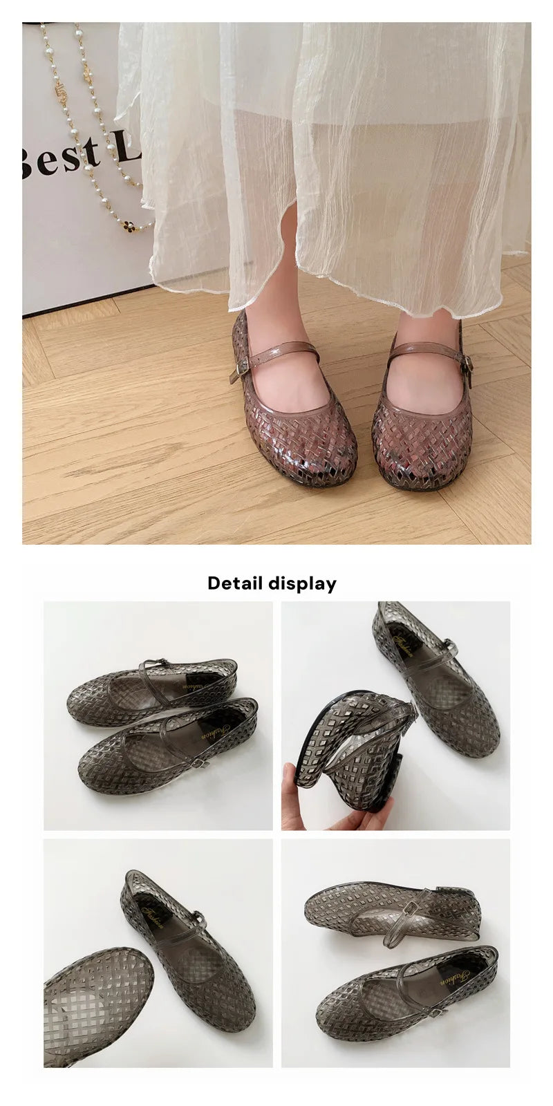 Transparent crystal women's shoes 2026 summer new jelly hollow soft sole fashionable versatile outer wear cool slippers women