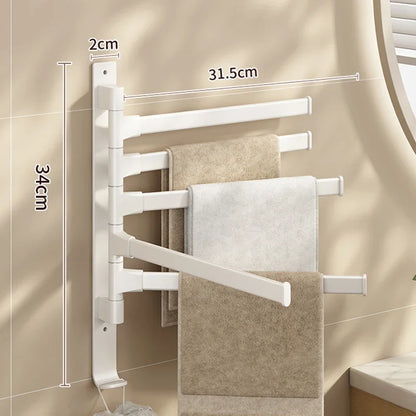 Bathroom Towel Rack Rotatable Towel Holder Space Aluminum 2/3/4/5-Bar Towel Hanger Kitchen Shelf Paper Hanging Wall Mounted