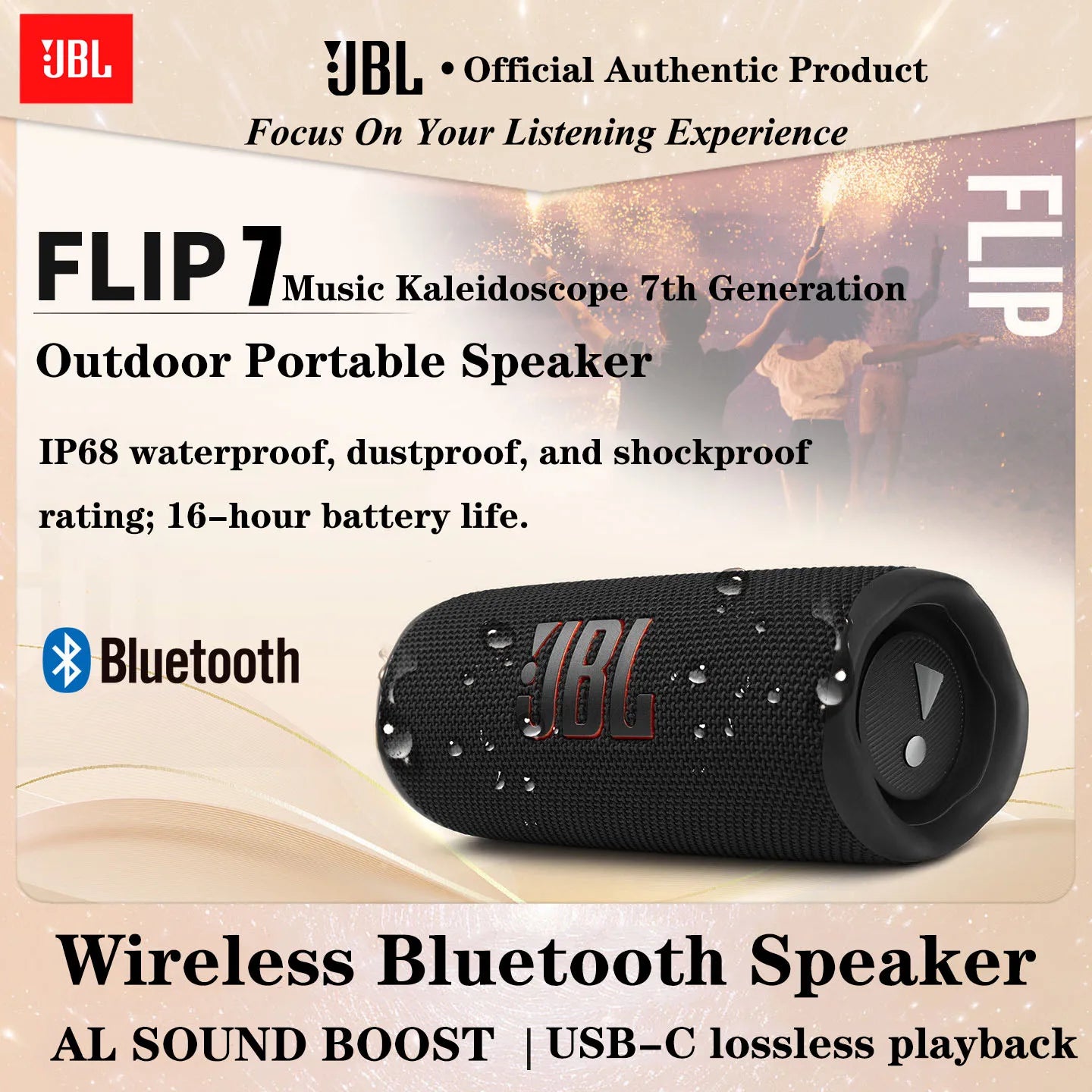 JBL FLIP 7 Official Authentic Wireless Bluetooth Speaker Outdoor Subwoofer Includes JBL Portable APP Application for Music Party
