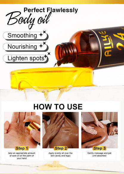AILKE 24K Whitening Skin Set, Lightening, Remove Black Spots, Melanin, Stains, Even Skin Tone, Moisturizing, for All Skin Types