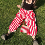 Striped Balloon-Leg Pants