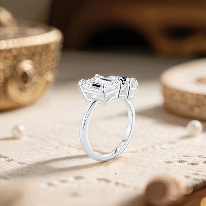Certified 3.5CT 2 Stone Moissanite Ring For Woman 100% 925 Silver Luxury Designer Brand Wedding Lab Diamond Jewelry High Quality
