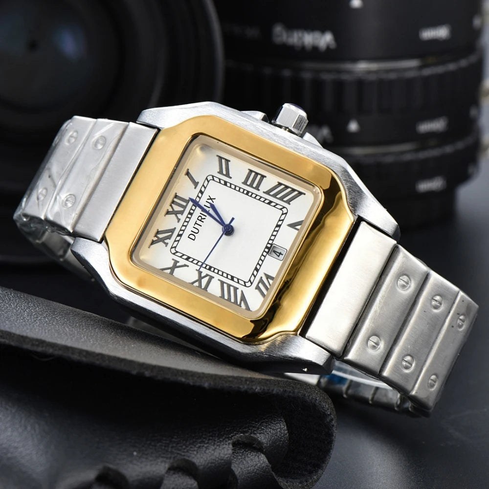 Hot 39mm Square Dial Luxury Watches for Men Auto Date Steel Strap Cxxtixx Designer Fashion Classic Male AAA Clocks for Gift